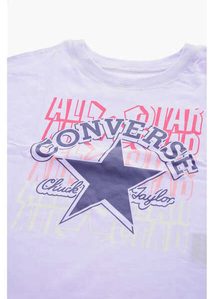 Tricouri Converse All Star Chuck Taylor Crew-Neck Boyfriend T-Shirt With Front Violet Baieti (BM 9900071) 2