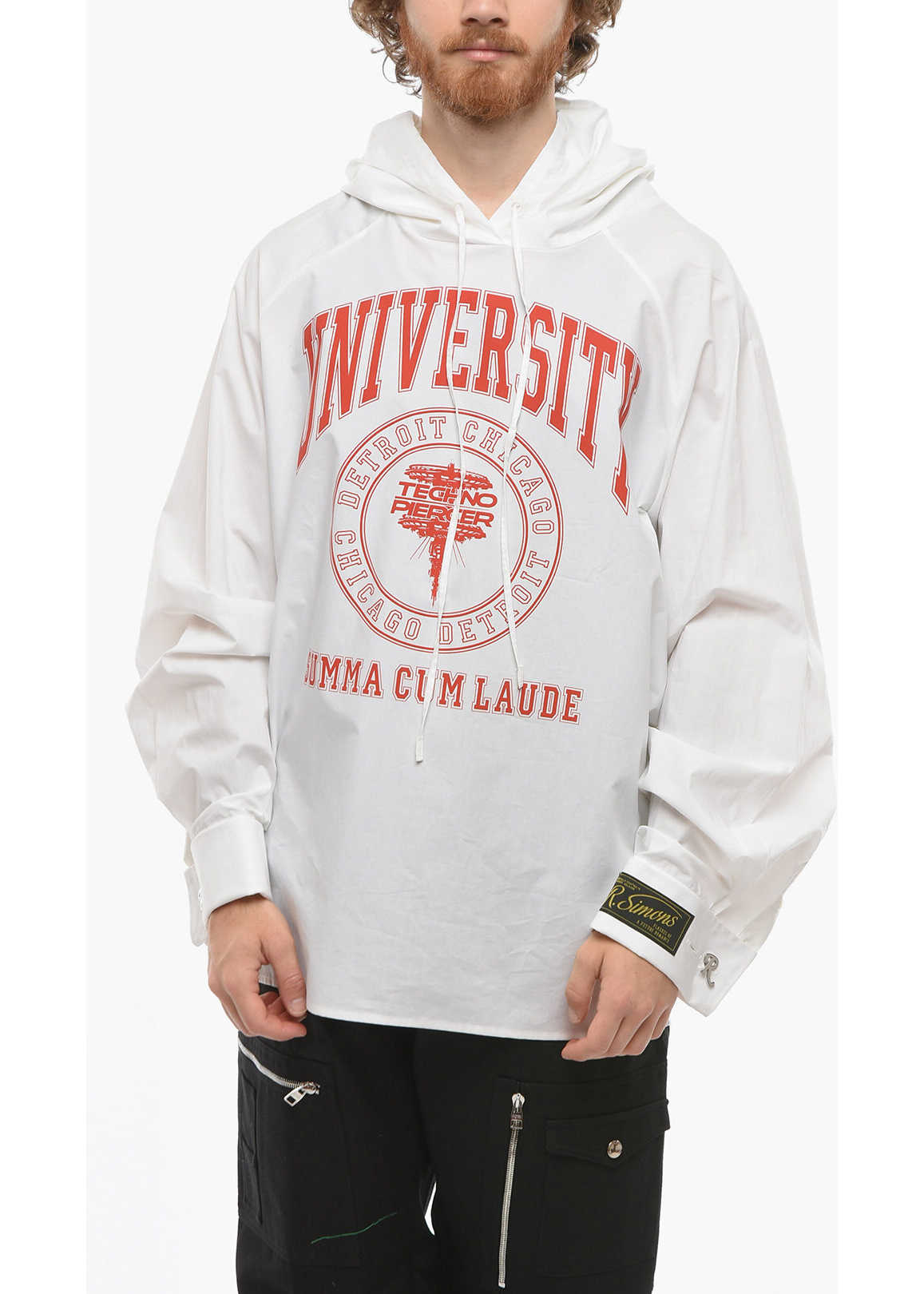 Raf Simons Shirting Fabric University Sweatshirt With Print White