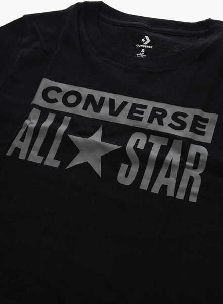 Tricouri Converse All Star Crew-Neck T-Shirt With Maxi Frontal Logo-Print Black Baieti (BM 9900347) 2