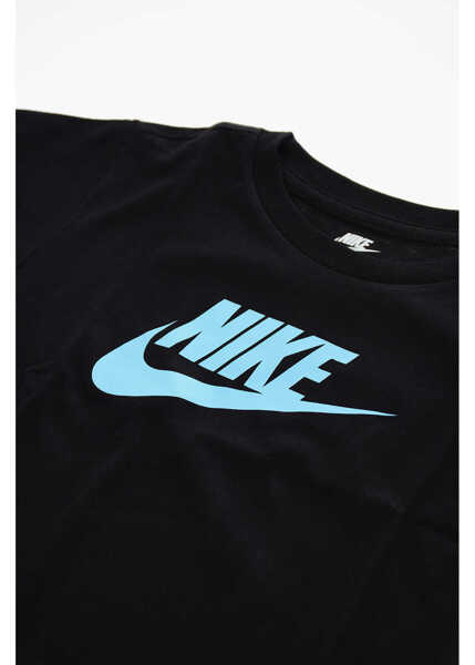 Tricouri Nike Crew-Neck T-Shirt With Printed Contrasting Logo Black Baieti (BM 9900551) 2