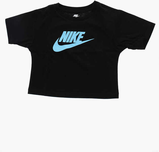 Tricouri Nike Crew-Neck T-Shirt With Printed Contrasting Logo Black Baieti (BM 9900551) 1