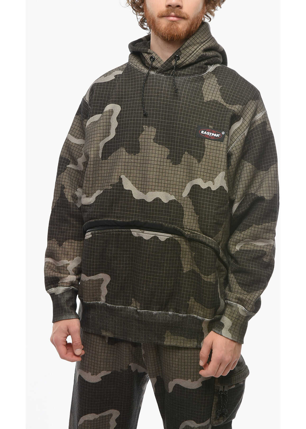UNDERCOVER Eastpack Oversized Hoodie Sweatshirt With Camouflage Pattern Brown