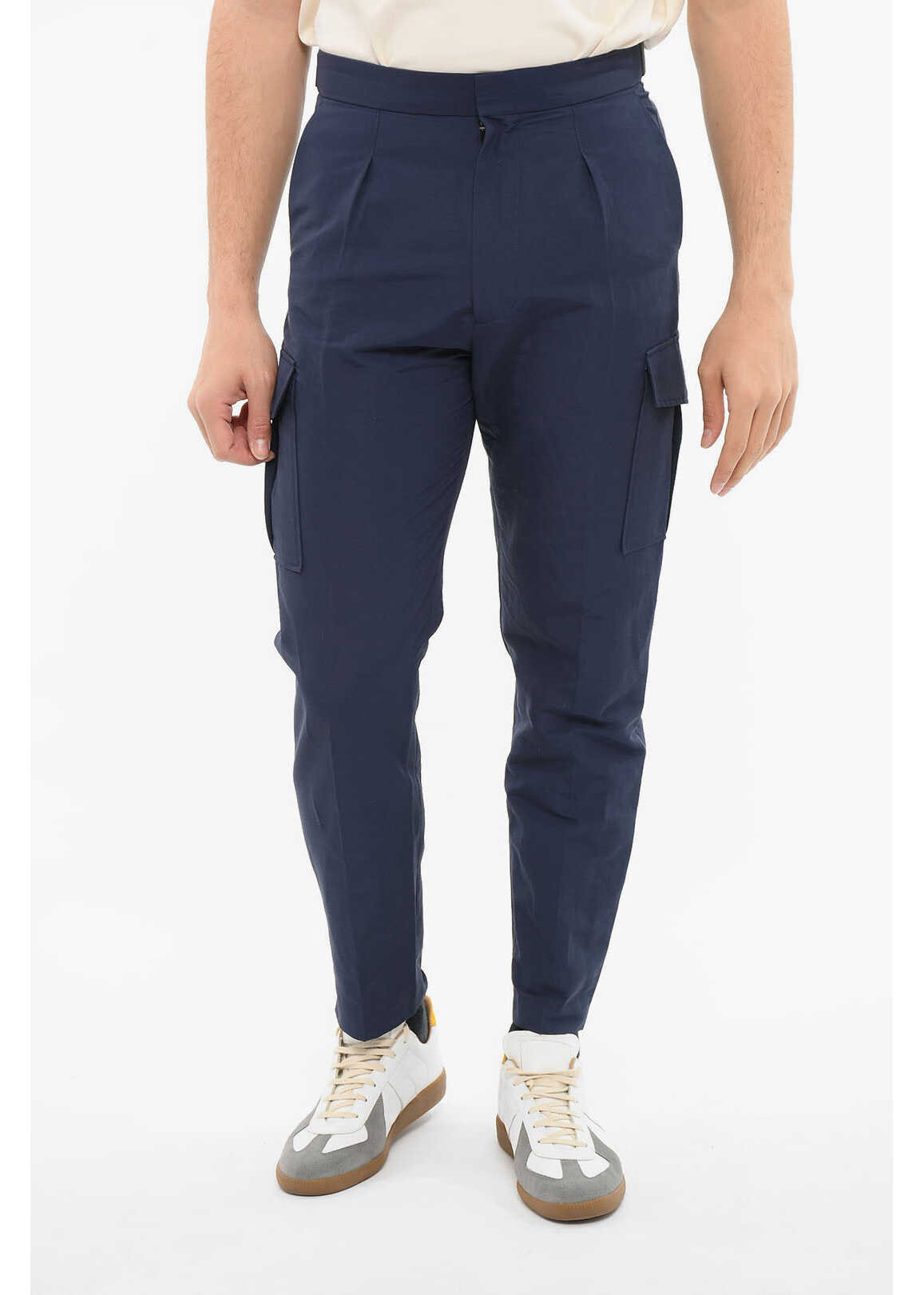 Paul Smith One-Pleated Front Cargo Trousers Blue