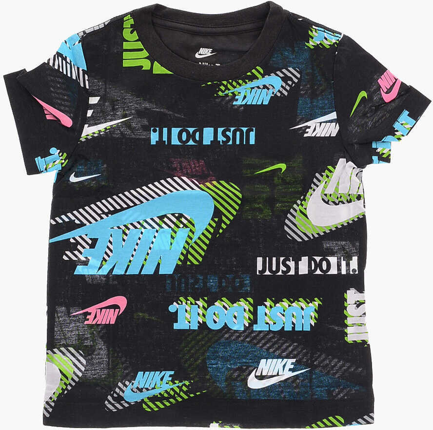 Tricouri Nike All Over Logo Printed Crew-Neck T-Shirt Black Baieti (BM 9904481) 1