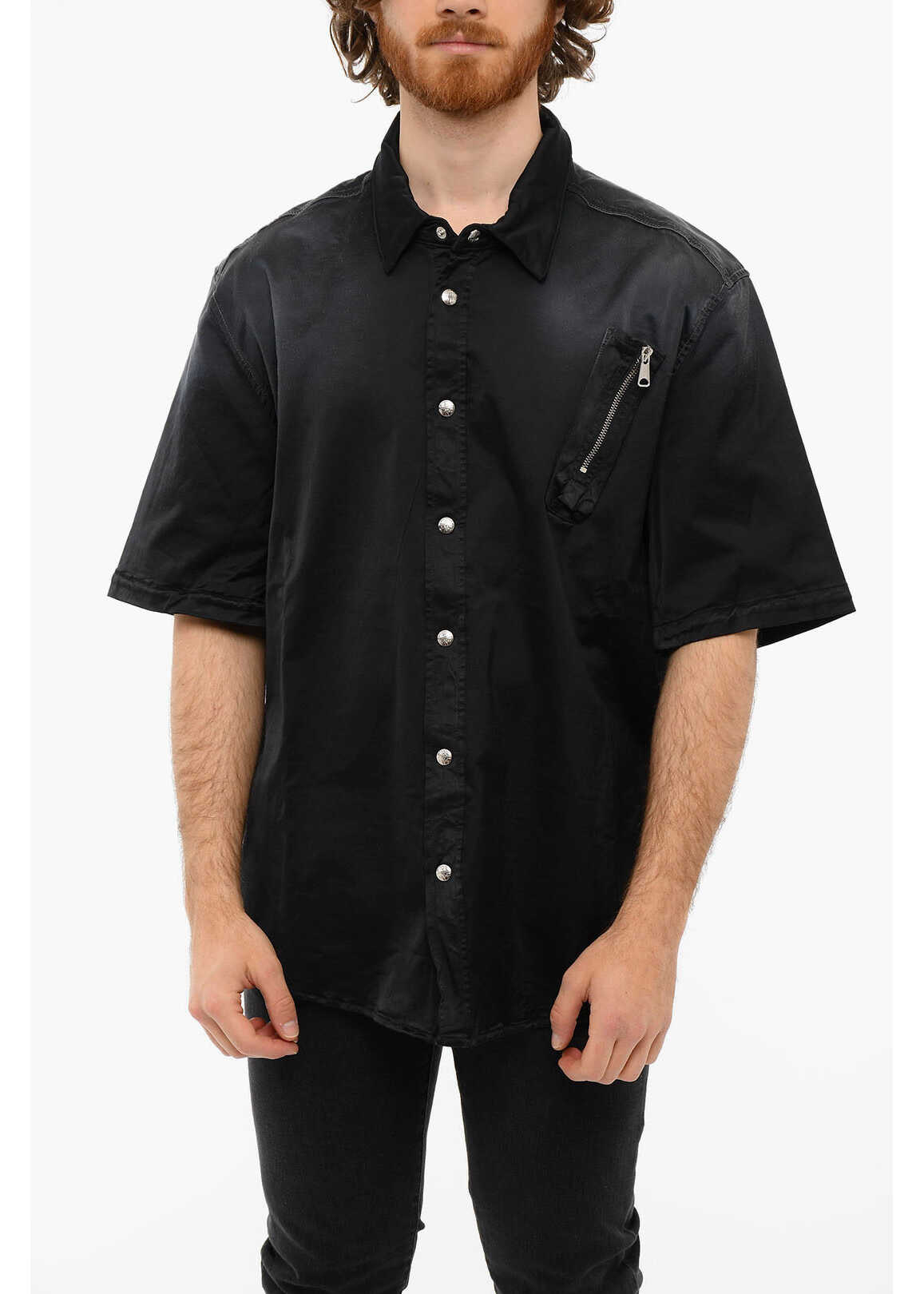 Diesel Snap Buttons S-Wurm Short Sleeved Shirt Black