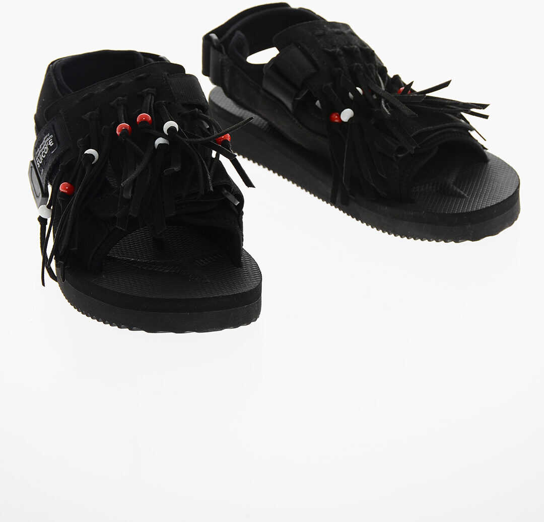 Poze Suicoke Sandals With Tassel And Beaded Embellishment Black