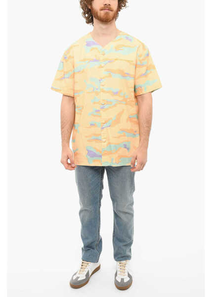 Camasi casual Bel-Air Athletics V-Neckline Camo Baseball Shirt With Camouflage Motif Yellow Barbati (BM 9905135) 4