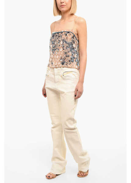 Blugi skinny Diesel Coated-Denim D-Lya Slim-Fitting Jeans With High Waist Light Blue Femei (BM 9905765) 4