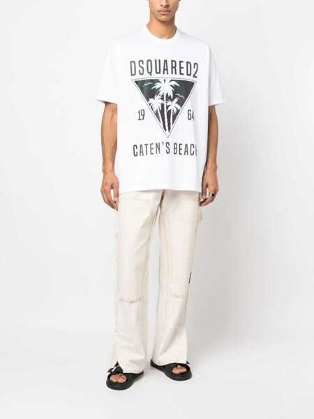 Tricouri DSQUARED2 T-Shirt D2 Catens Beach WHITE Barbati (BM 9906425) 2