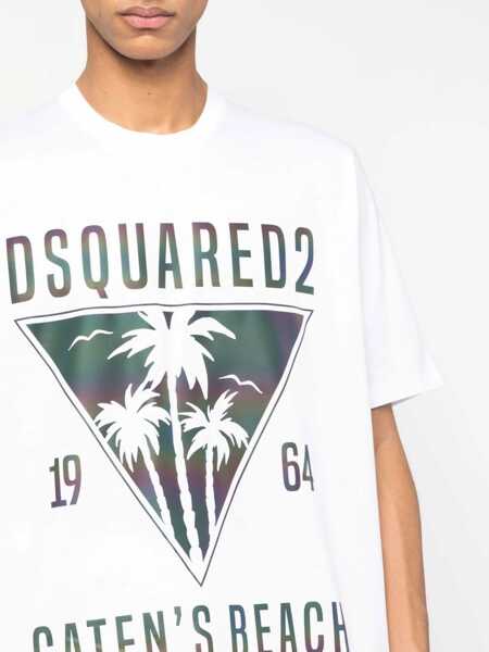 Tricouri DSQUARED2 T-Shirt D2 Catens Beach WHITE Barbati (BM 9906425) 5