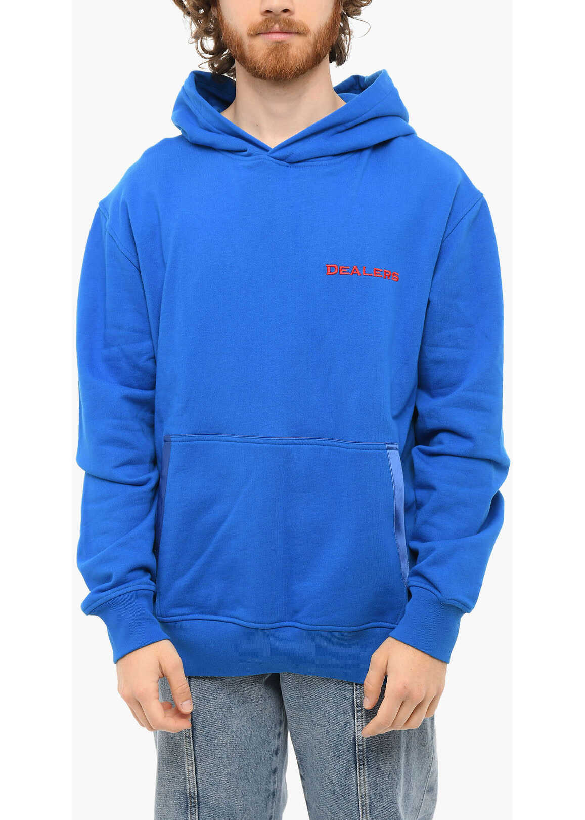 JUST DON Brushed Cotton Embroidered Dealers Hoodie Blue