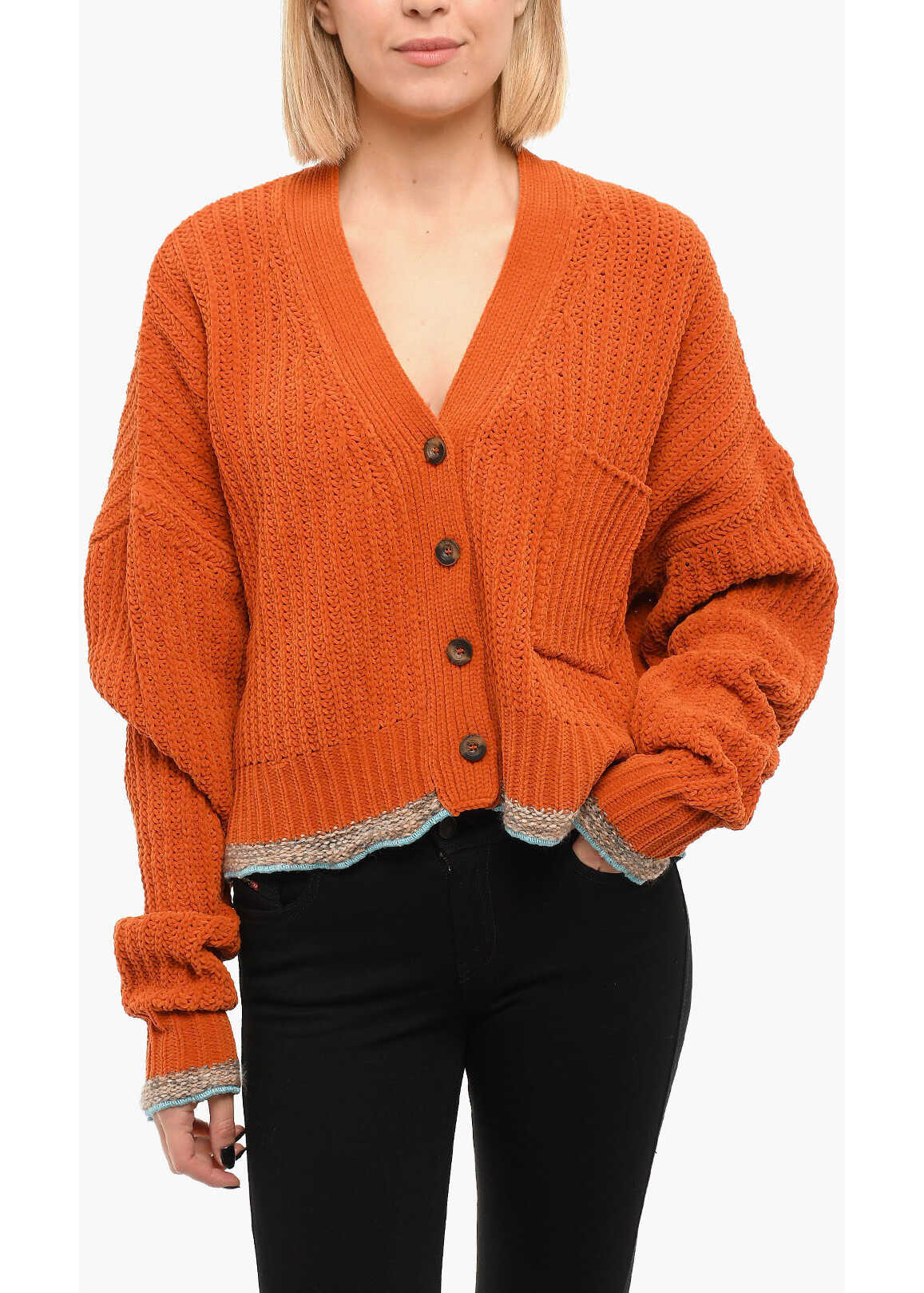 Diesel Drop Shoulder M-Augusta Cardigan With Chest Pocket Orange