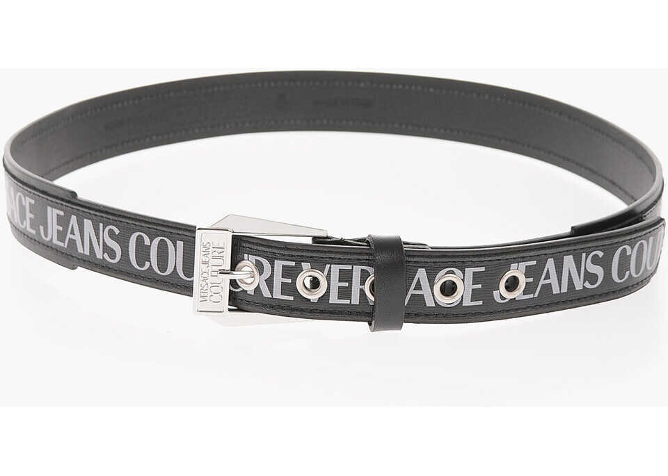 Curele Versace Jeans Couture Saffiano Leather Belt With Printed Logo 35Mm Black Barbati (BM 9908348) 2