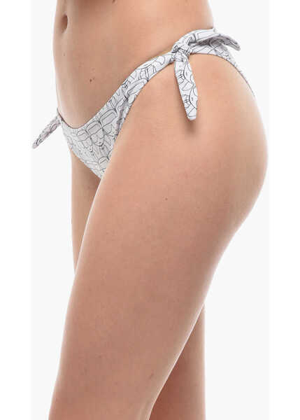 Bikini Karl Lagerfeld All-Over Iconic Printed Bikini Bottom With Knotted Laces Black & White Femei (BM 9929120) 2