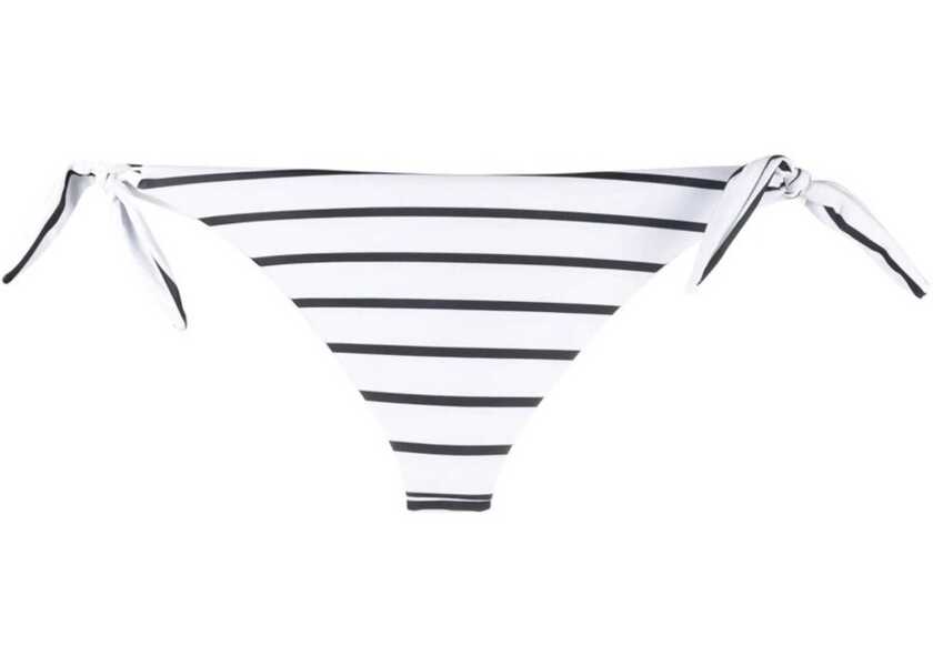Bikini Karl Lagerfeld Awning Striped Bikini Bottom With Knotted Laces Black & White Femei (BM 9929267) 2