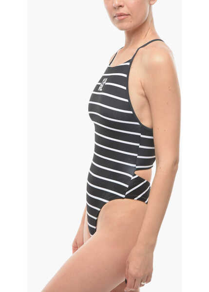 Costume de baie intregi Karl Lagerfeld Striped One-Piece Swimsuit Black & White Femei (BM 9929291) 2