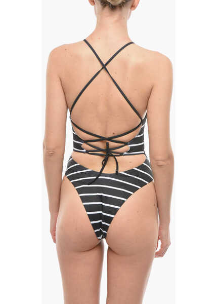 Costume de baie intregi Karl Lagerfeld Striped One-Piece Swimsuit Black & White Femei (BM 9929291) 3