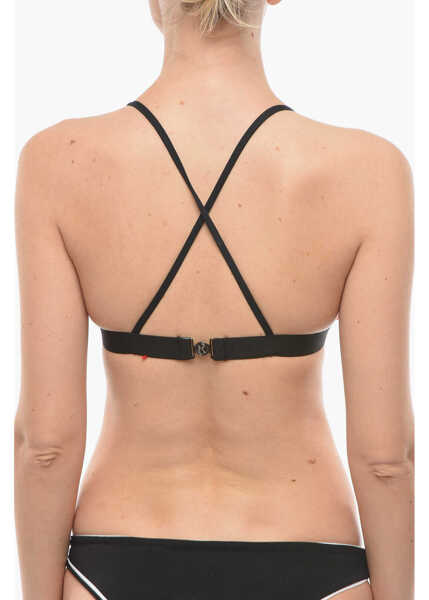Sutiene Karl Lagerfeld Two-Tone Triangle Bikini Top With Logoed Band Black Femei (BM 9929303) 3