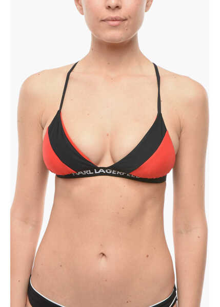 Sutiene Karl Lagerfeld Two-Tone Triangle Bikini Top With Logoed Band Black Femei (BM 9929303) 1