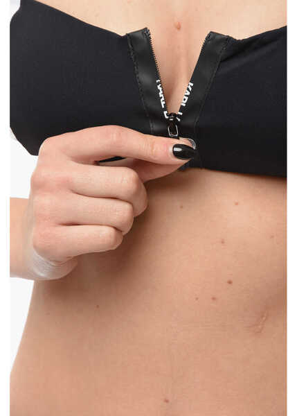 Sutiene Karl Lagerfeld Two-Tone Bikini Top With Zip Closure Black & White Femei (BM 9929396) 4
