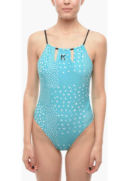 Costume de baie intregi Karl Lagerfeld Open Back One-Piece Swimsuit With Contrasting Details Light Blue Femei (BM 9929474) 1