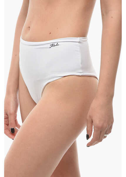 Bikini Karl Lagerfeld High Waist Bikini Bottom With Silver Logo White Femei (BM 9929573) 2