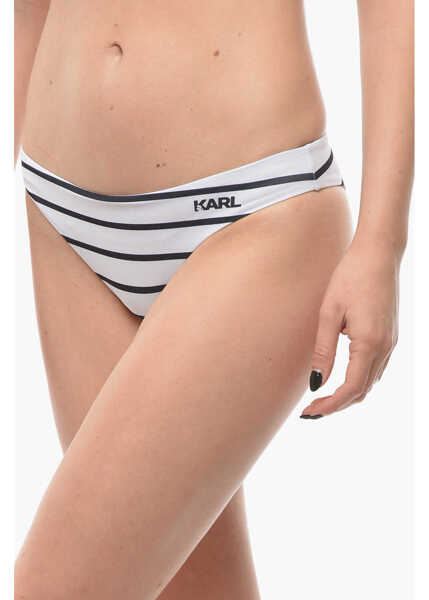 Bikini Karl Lagerfeld Two-Tone Awning Striped Bikini Bottom Black & White Femei (BM 9929894) 2