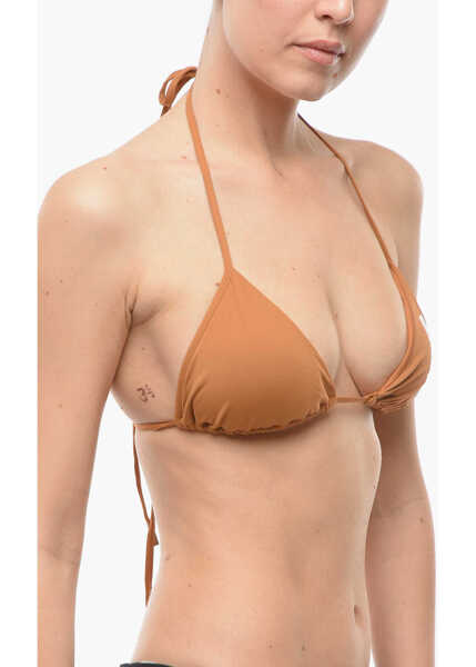 Sutiene Karl Lagerfeld Triangle Bikini Top With Contrasting Print Logo Brown Femei (BM 9937502) 2