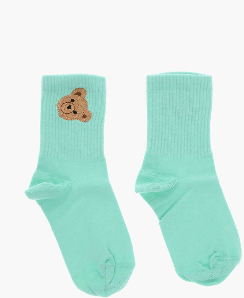 Poze Palm Angels Embroidered Bear Long Socks Green