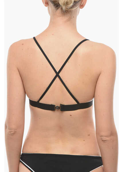Sutiene Karl Lagerfeld Two-Tone Triangle Bikini Top With Crossed On The Back Orange Femei (BM 9937688) 3