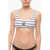 Karl Lagerfeld Awning Striped Two-Tone Plunge Bikini Top Black & White