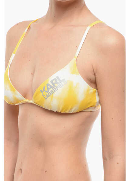 Sutiene Karl Lagerfeld Tie-Dye Effect Triangle Bikini Top Yellow Femei (BM 9938093) 2