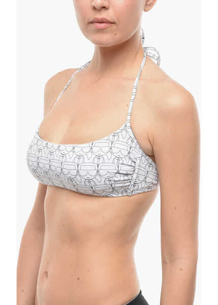 Sutiene Karl Lagerfeld All-Over Iconic Printed Bikini Top Black & White Femei (BM 9938486) 2