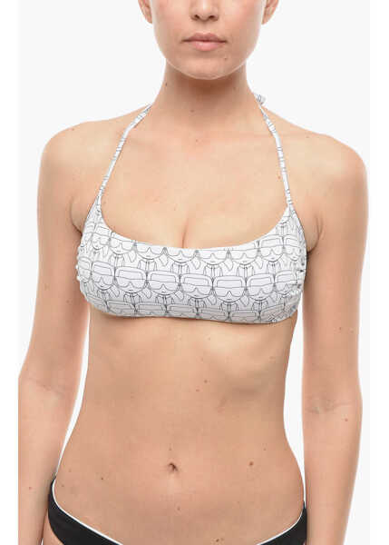 Sutiene Karl Lagerfeld All-Over Iconic Printed Bikini Top Black & White Femei (BM 9938486) 1