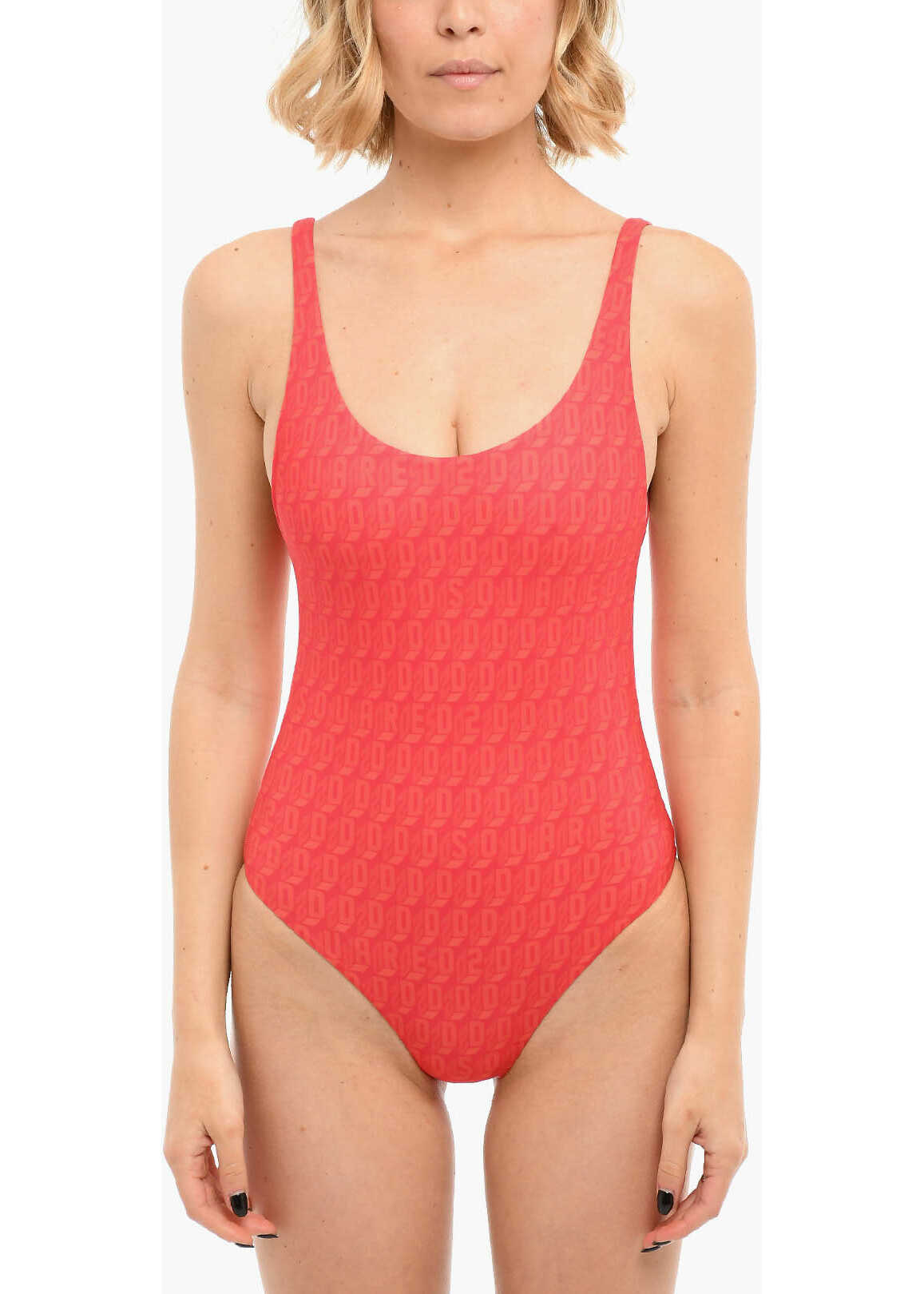 DSQUARED2 One-Piece Swimsuit With D2 Monogram Print Red