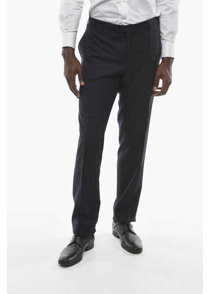 Pantaloni eleganti CORNELIANI Virgin Wool Academy Pants With Belt Loops Blue Barbati (BM 9940565) 1