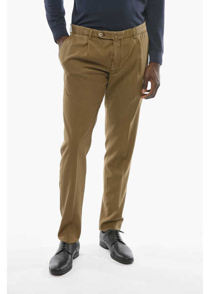 Pantaloni eleganti CORNELIANI Wool Dyed Pleated Pants Beige Barbati (BM 9940610) 1