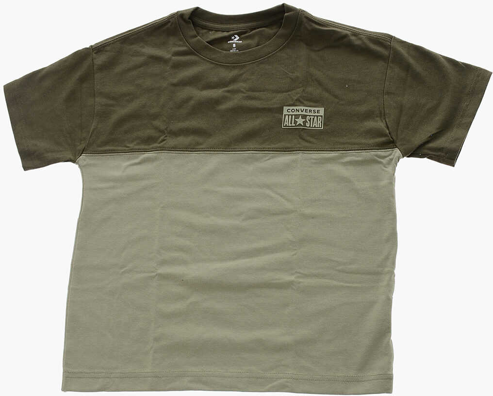 Converse All Star Two-Tone Relaxed Crew-Neck T-Shirt With Embossed Lo Green