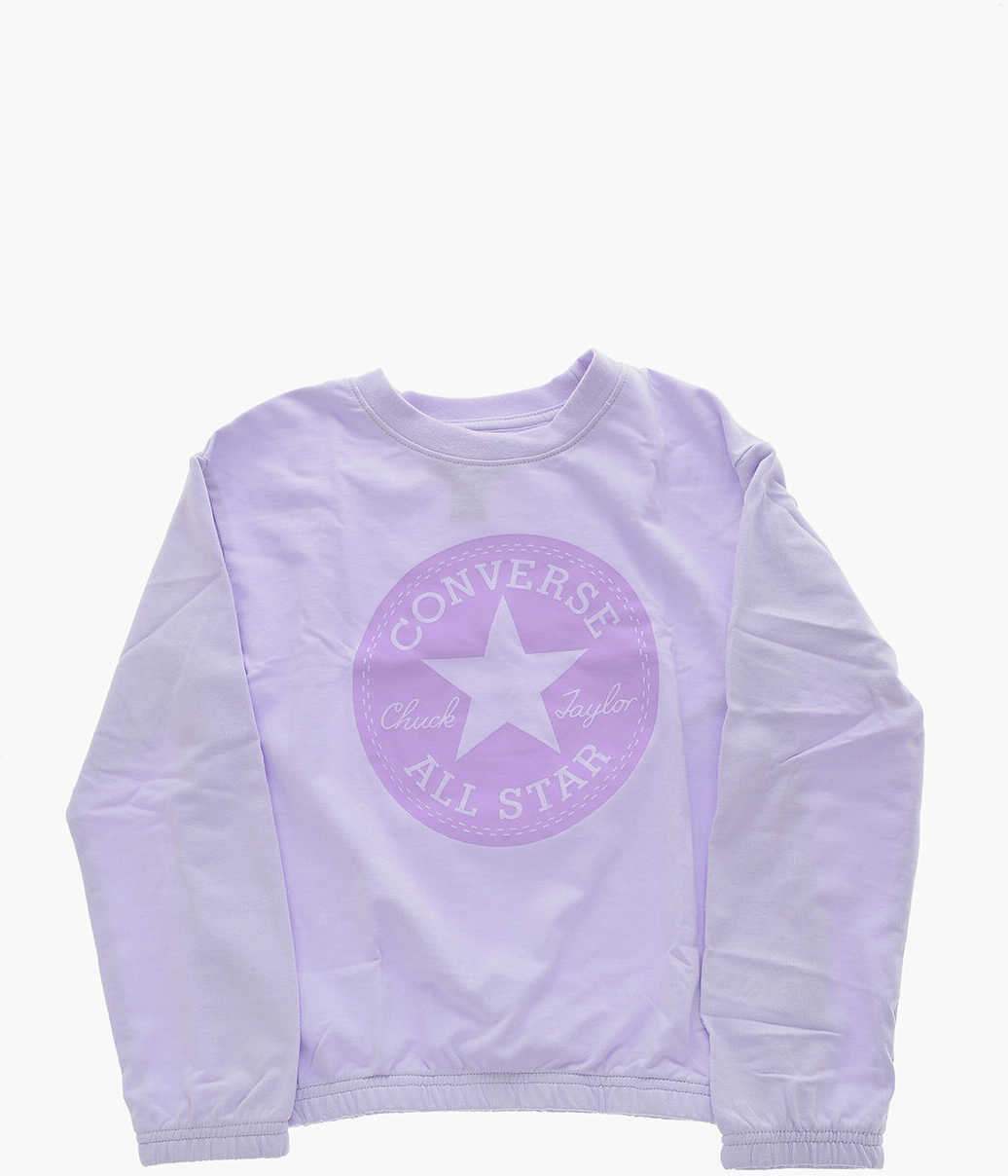 Converse All Star Chuck Taylor Maxi Logo Printed Crew-Neck Sweatshirt Violet