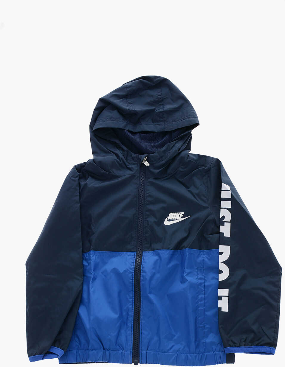 Nike Two-Tone Hooded Windbreaker Jacket Blue