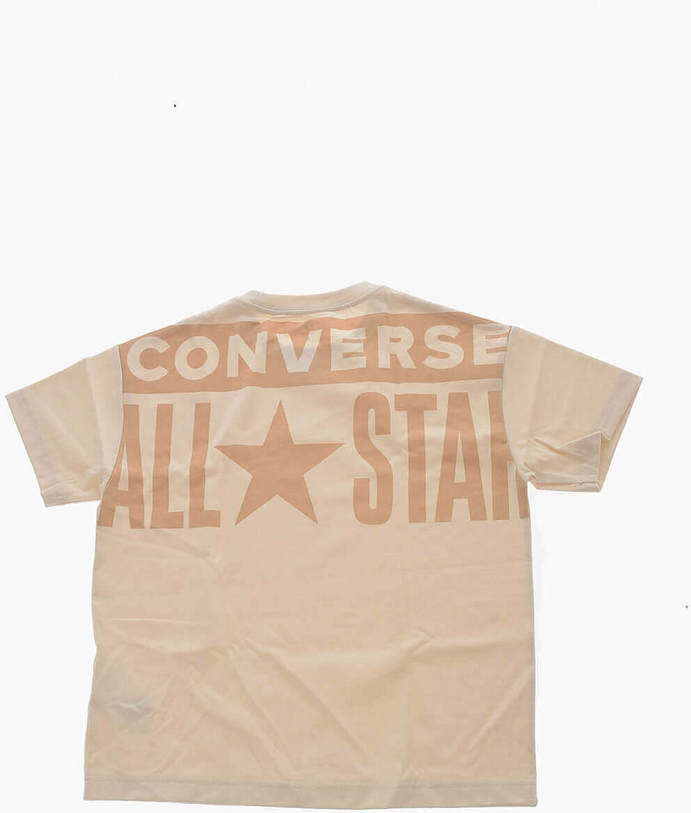 Tricouri Converse All Star Solid Color Relaxed Crew-Neck T-Shirt With Logo Beige Baieti (BM 9944213) 3
