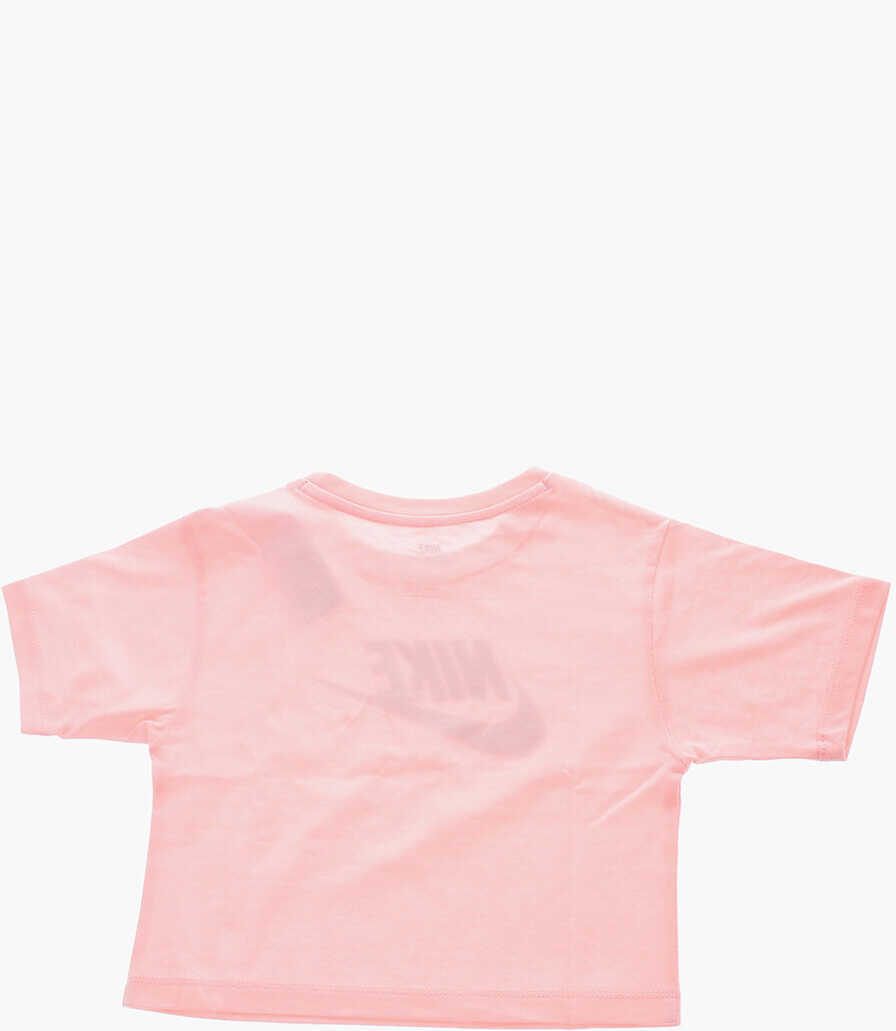 Tricouri Nike Crew-Neck T-Shirt With Printed Contrasting Logo Pink Baieti (BM 9944423) 3