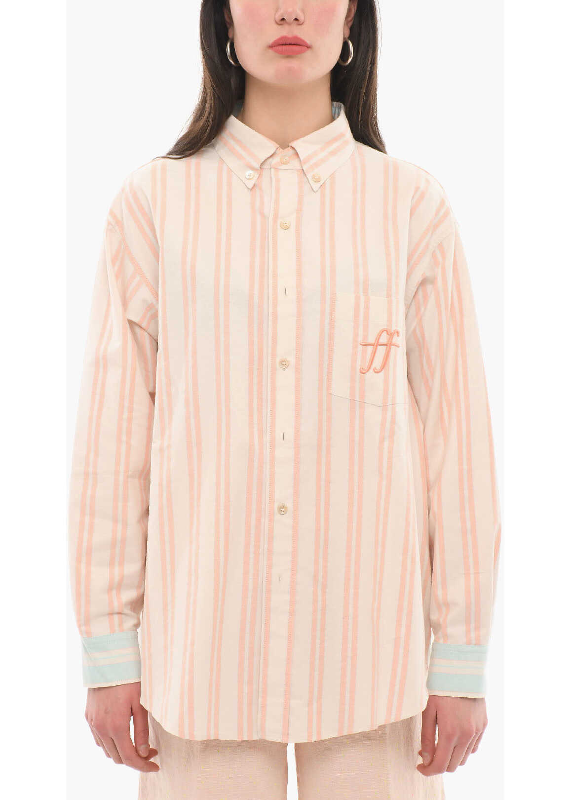 forte_forte Embroidered Logo Long Sleeved Shirt With Pocket Pink