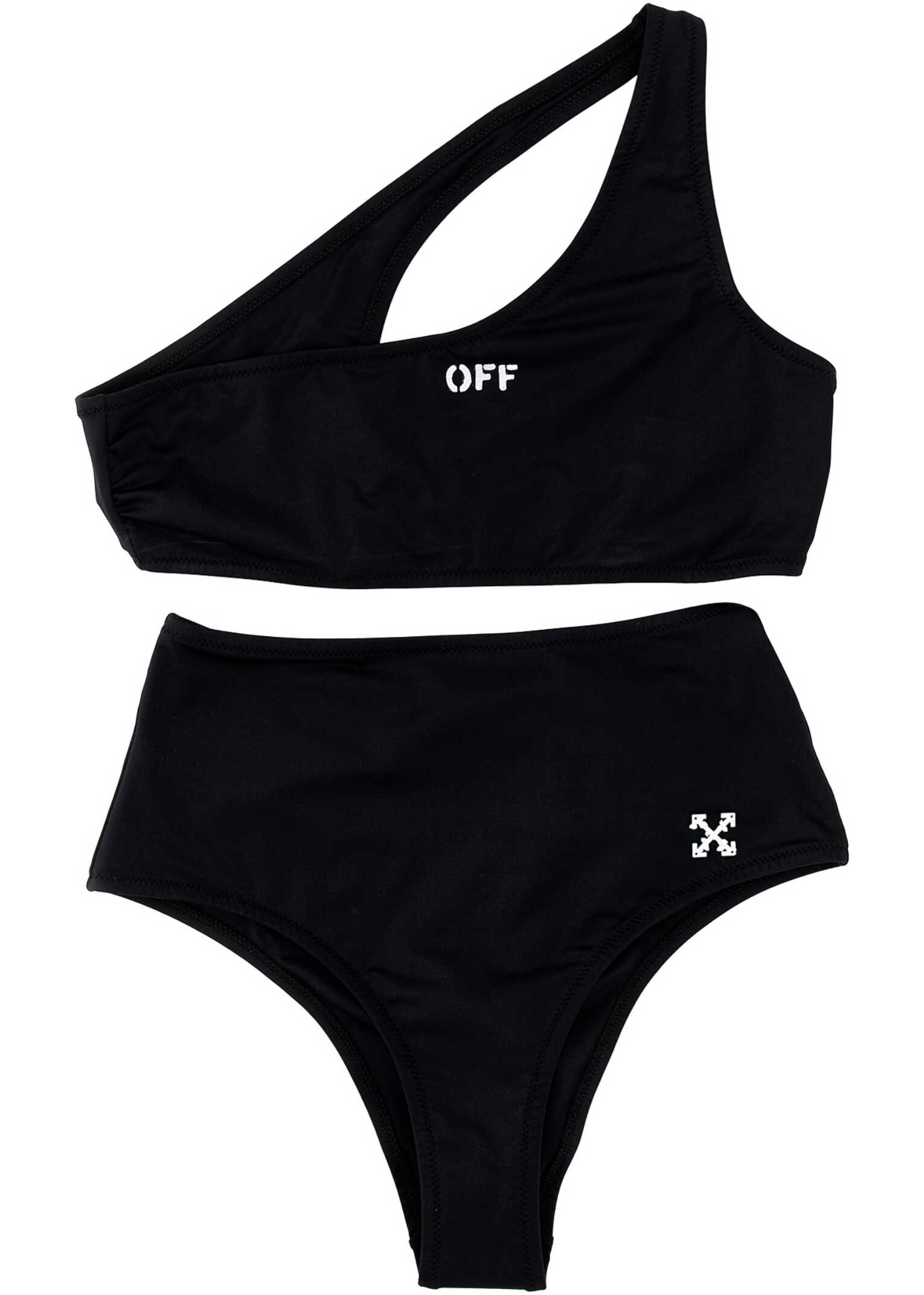 Off-White One-Shoulder Bikini BLACK