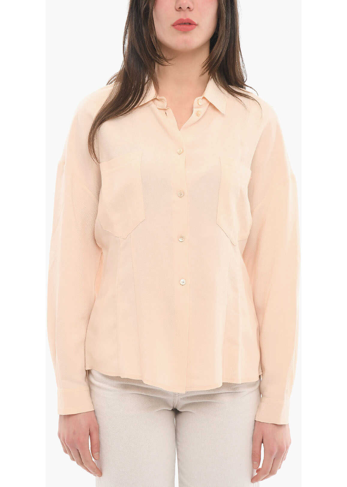 forte_forte Long Sleeved Shirt With Breast Pockets Pink