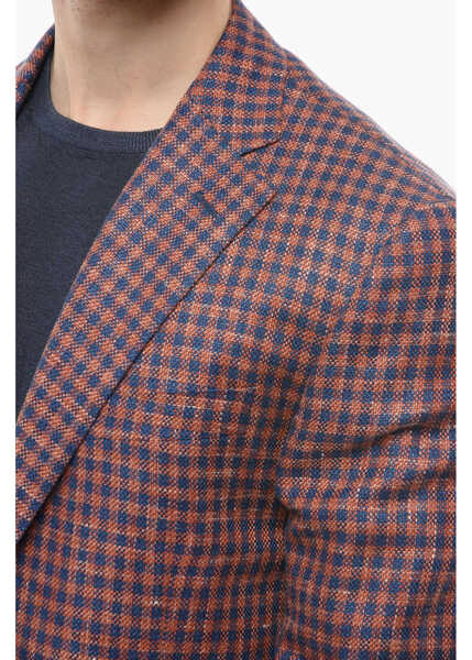 Sacouri CORNELIANI Wool-Blend Leader Soft Blazer With Check Pattern Orange Barbati (BM 9946973) 3