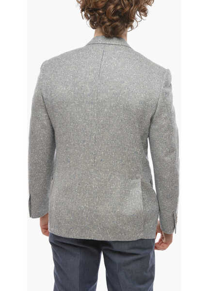 Sacouri CORNELIANI Half-Lined Academy Tweed Wool Blend Blazer Light Blue Barbati (BM 9947213) 2