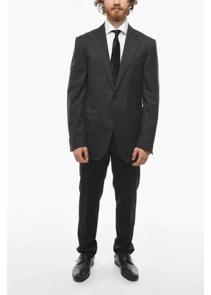 Sacouri CORNELIANI Virgin Wool Leader Blazer With Flap Pockets Gray Barbati (BM 9947240) 4