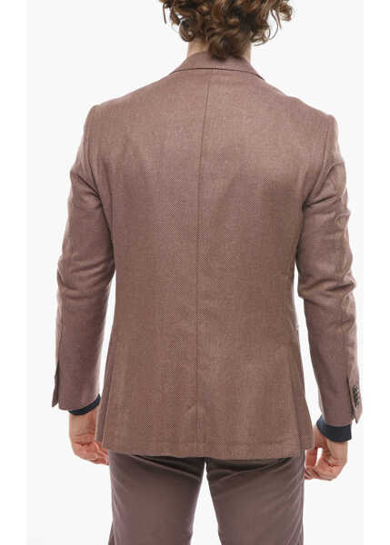 Sacouri CORNELIANI Silk-Blend Academy Soft Blazer With Hopsack Pattern Pink Barbati (BM 9947330) 2