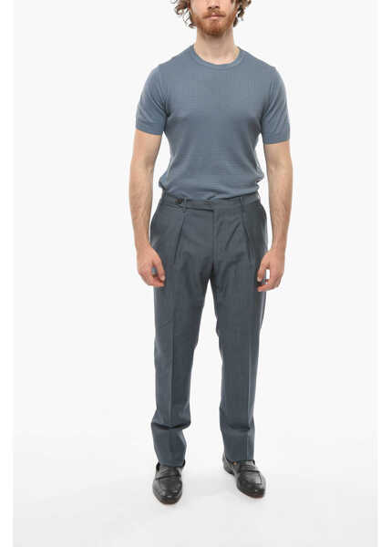 Pantaloni eleganti CORNELIANI Wool And Mohair Leader Pants Blue Barbati (BM 9947750) 4